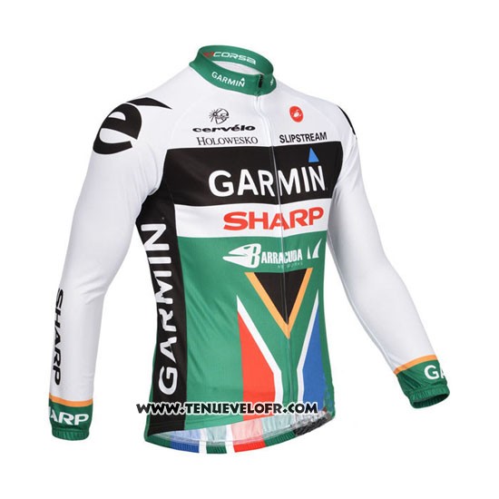 2013 Maillot Ciclismo Garmin Sharp Champion Afrique Du Sud Manches Longues et Cuissard
